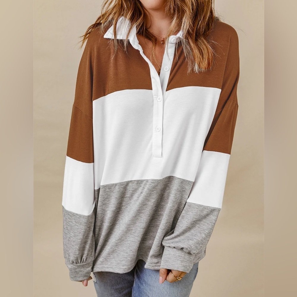 Acoa striped collared long sleeve shirt